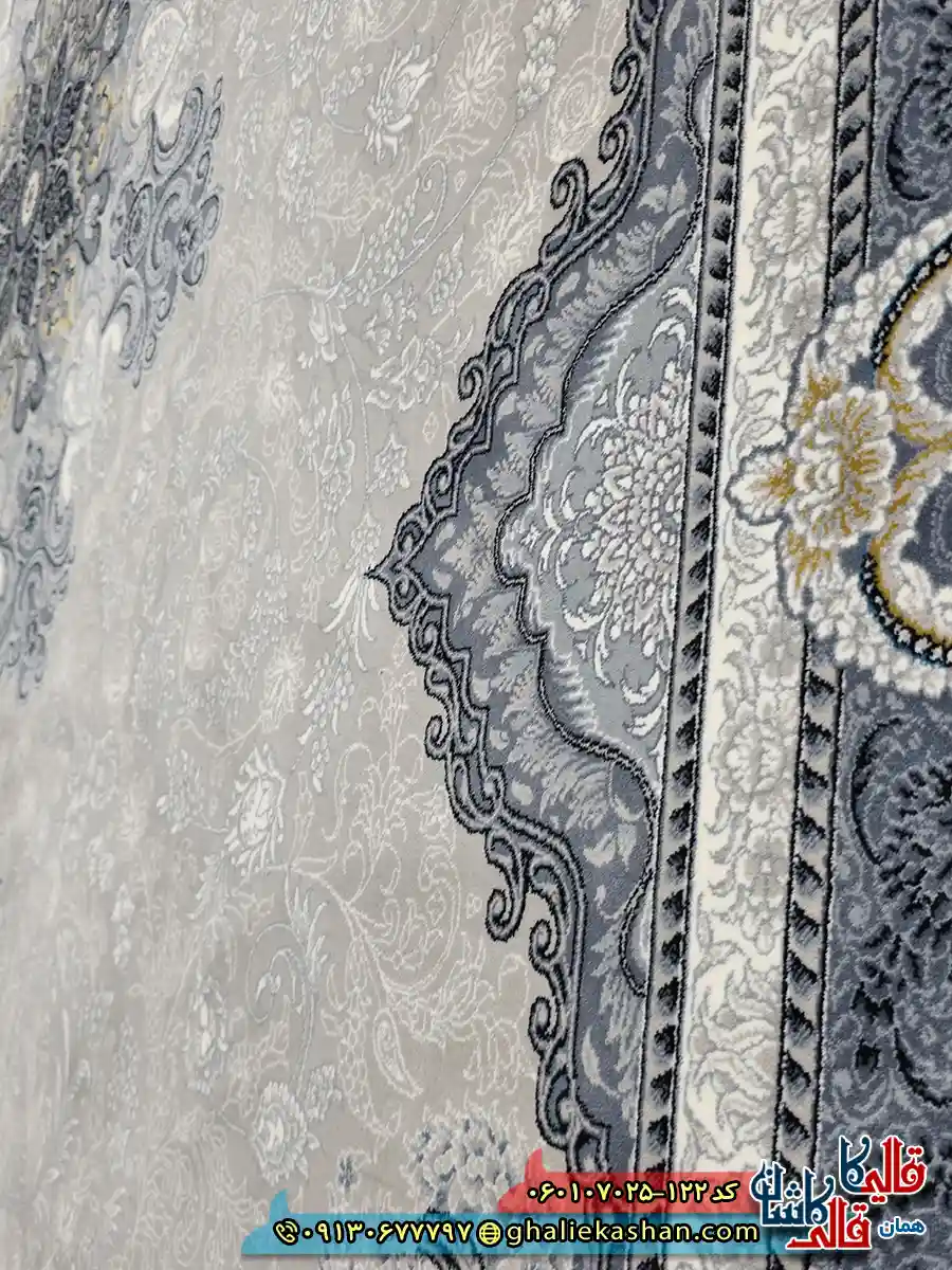 فرش طلاکوب 700 شانه طرح آیدا رنگ فیلی ترمه ای کاشان نزدیک 2