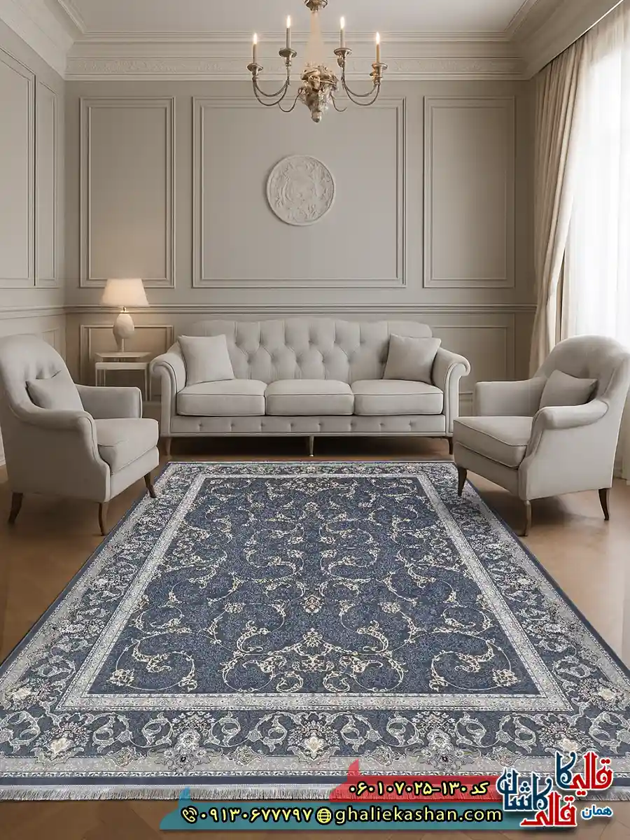 فرش طلاکوب 700 شانه طرح افشان جاوید رنگ طوسی دودی کاشان دکوراسیون فرش طلاکوب 700 شانه طرح افشان جاوید رنگ طوسی دودی کاشان دکوراسیون