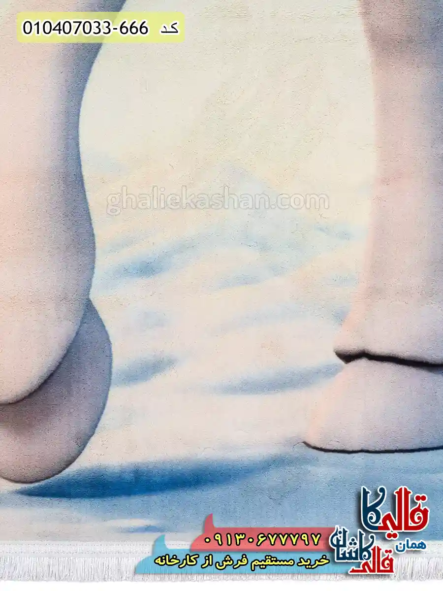 فرش کودک دخترانه 700 شانه طرح اسب تک شاخ رنگ آبی کاشان نزدیک