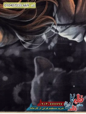 فرش کودک دخترانه 700 شانه طرح دختر برفی رنگ مشکی کاشان نزدیک