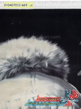 فرش کودک دخترانه 700 شانه طرح دختر برفی رنگ مشکی کاشان نزدیک2