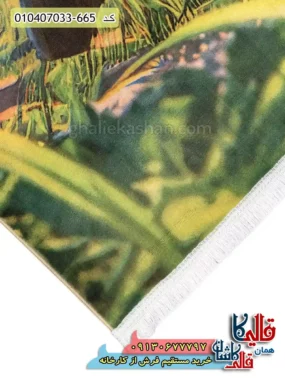 فرش کودک دخترانه 700 شانه طرح دختر کوهستان رنگ سبز و آبی کاشان نزدیک2