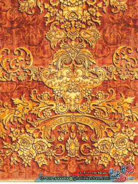 فرش 1000 شانه طرح زرین خرم زمینه عنابی کاشان نزدیک