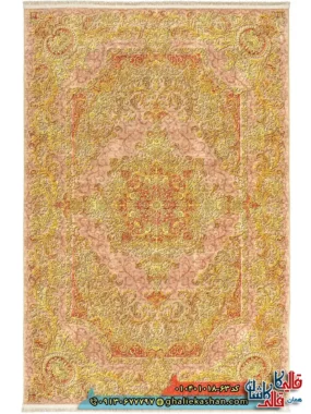 فرش 1000 شانه طرح زرین خرم زمینه قهوه ای نسکافه ای کاشان اصلی