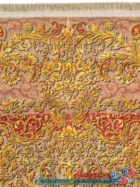 فرش 1000 شانه طرح زرین خرم زمینه قهوه ای نسکافه ای کاشان نزدیک