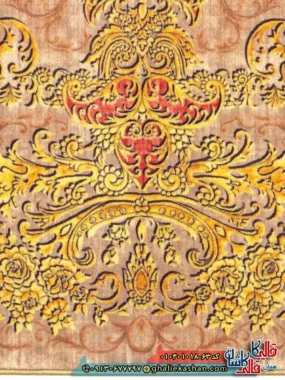 فرش 1000 شانه طرح زرین خرم زمینه قهوه ای نسکافه ای کاشان نزدیک2