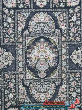 فرش 1200 شانه خشتی طرح باران رنگ طوسی دودی گل برجسته کاشان زمینه