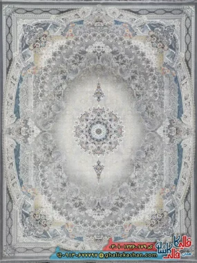 فرش 1200 شانه طرح آرمیتا رنگ طوسی کاشان