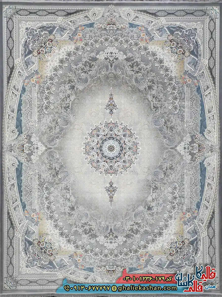 فرش 1200 شانه طرح آرمیتا رنگ طوسی کاشان اصلی فرش 1200 شانه طرح آرمیتا رنگ طوسی کاشان اصلی