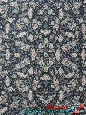فرش 1200 شانه طرح افشان آوینا رنگ طوسی دودی گل برجسته کاشان زمینه