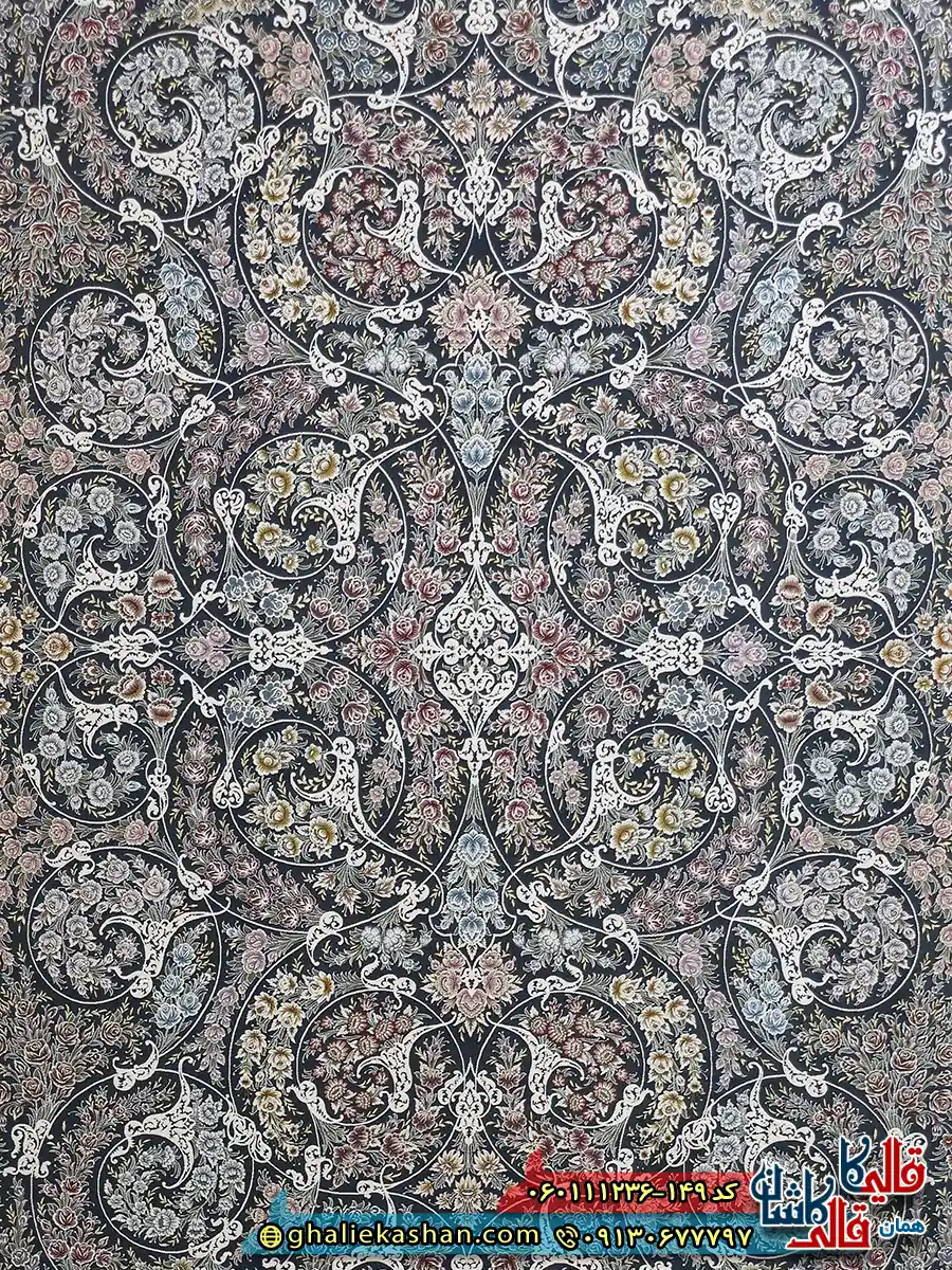 فرش 1200 شانه طرح افشان تیانا رنگ طوسی دودی گل برجسته کاشان زمینه