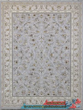 فرش 1200 شانه طرح افشان ساحل رنگ طوسی کاشان