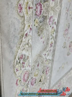 فرش 1200 شانه طرح افشان شاهرخ رنگ طوسی سیلور کاشان نزدیک