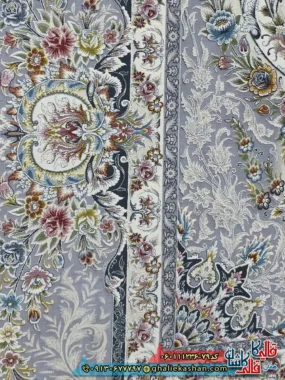 فرش 1200 شانه طرح تبریز رنگ کرم گل برجسته کاشان نزدیک 2