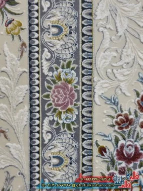 فرش 1200 شانه طرح فرانک رنگ طوسی دودی گل برجسته کاشان نزدیک 2