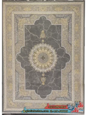 فرش 1200 شانه طرح نسیم رنگ طوسی فیلی گل برجسته کاشان اصلی