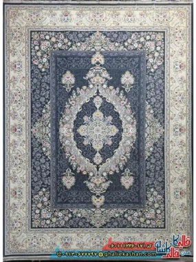 فرش 1200 شانه طرح نیکا رنگ طوسی دودی گل برجسته کاشان