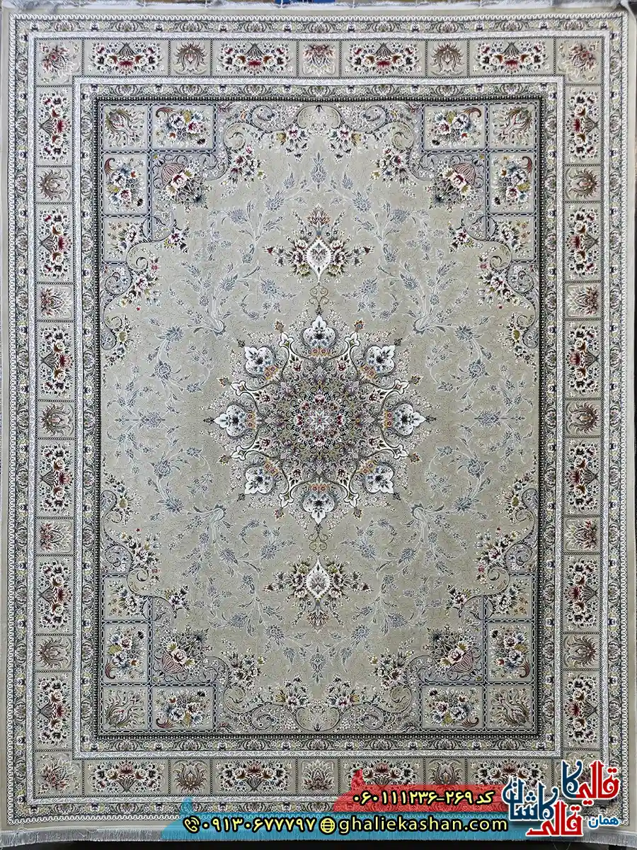 فرش 1200 شانه طرح وانیار رنگ بژ گل برجسته کاشان اصلی فرش 1200 شانه طرح وانیار رنگ بژ گل برجسته کاشان اصلی