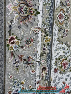 فرش 1200 شانه طرح ویلیام رنگ بژ گل برجسته کاشان نزدیک