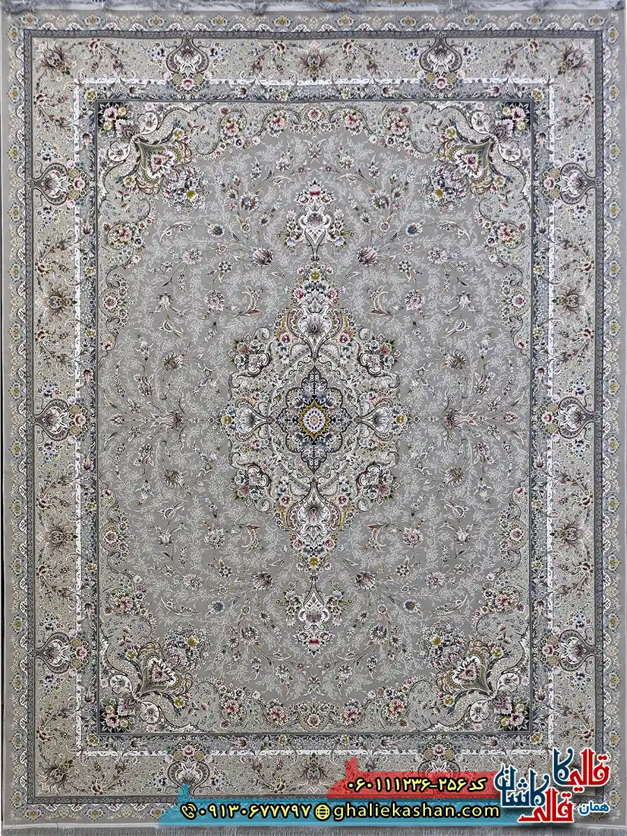 فرش 1200 شانه طرح ویلیام رنگ طوسی نقره ای گل برجسته کاشان اصلی فرش 1200 شانه طرح ویلیام رنگ طوسی نقره ای گل برجسته کاشان اصلی