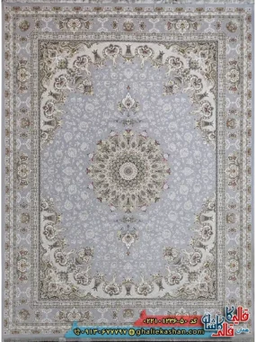 فرش 1200 شانه طرح پاشا رنگ طوسی کاشان
