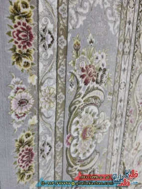 فرش 1200 شانه طرح پاشا رنگ طوسی کاشان نزدیک