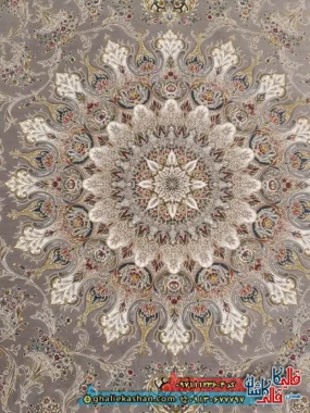 فرش 1200 شانه طرح پرنسس رنگ طوسی نقره ای گل برجسته کاشان زمینه