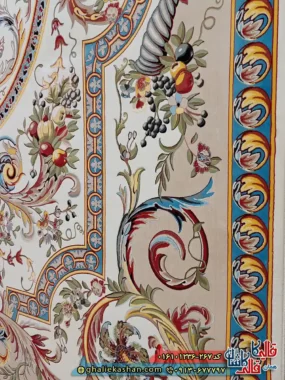 فرش 1200 شانه طرح یاقوت رنگ کرم بژ کاشان نزدیک