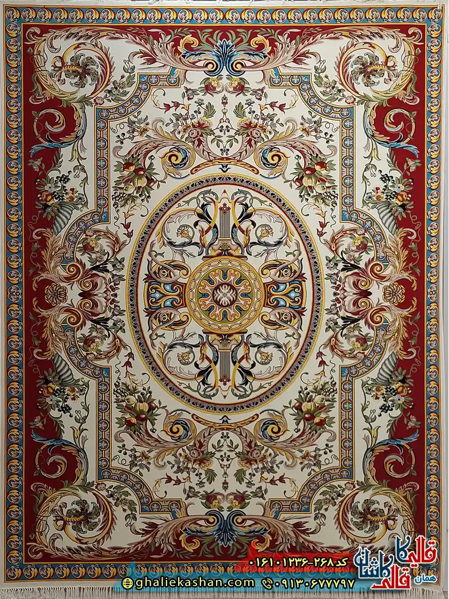 فرش 1200 شانه فرانسوی طرح یاقوت رنگ کرم لاکی کاشان اصلی فرش 1200 شانه فرانسوی طرح یاقوت رنگ کرم لاکی کاشان اصلی