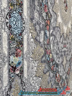 فرش 700 شانه طرح آروانا رنگ طوسی دودی کاشان نزدیک