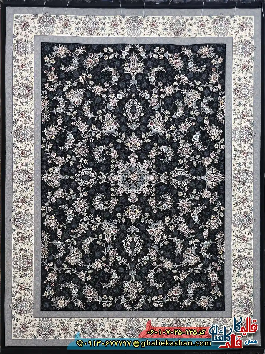 فرش 700 شانه طرح افشان آیناز رنگ سرمه ای کاشان اصلی فرش 700 شانه طرح افشان آیناز رنگ سرمه ای کاشان اصلی