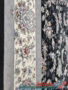 فرش 700 شانه طرح افشان آیناز رنگ سرمه ای کاشان نزدیک