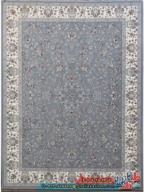 فرش 700 شانه طرح افشان آیناز رنگ طوسی نقره ای کاشان