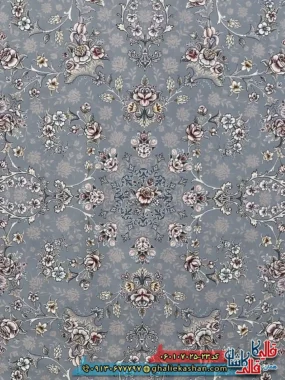 فرش 700 شانه طرح افشان آیناز رنگ طوسی نقره ای کاشان زمینه