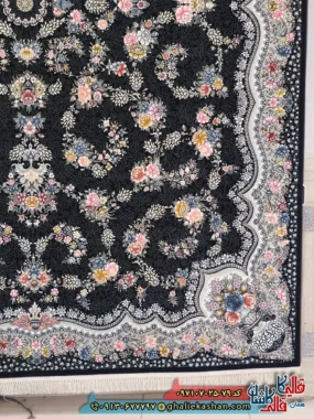 فرش 700 شانه طرح افشان رها رنگ سرمه ای حاشیه