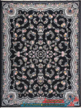 فرش 700 شانه طرح افشان رها رنگ سرمه ای کاشان