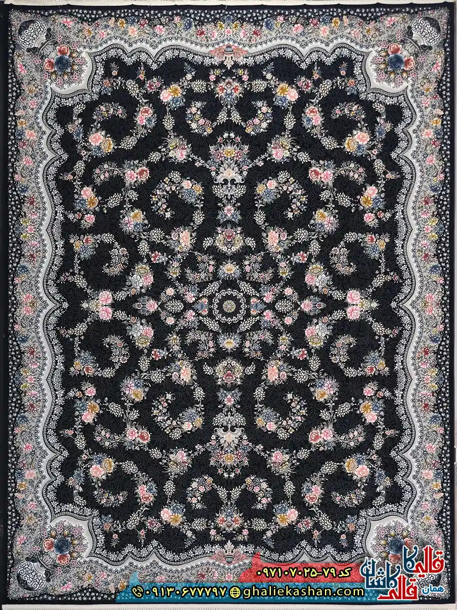 فرش 700 شانه طرح افشان رها رنگ سرمه ای کاشان اصلی فرش 700 شانه طرح افشان رها رنگ سرمه ای کاشان اصلی