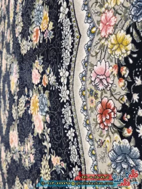 فرش 700 شانه طرح افشان رها رنگ سرمه ای کاشان نزدیک