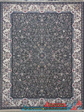 فرش 700 شانه طرح افشان سارینا رنگ طوسی دودی کاشان
