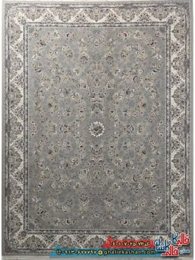 فرش 700 شانه طرح افشان شکوه رنگ فیلی ترمه ای کاشان