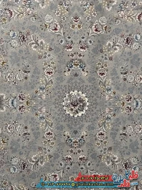 فرش 700 شانه طرح افشان شکوه رنگ فیلی ترمه ای کاشان زمینه