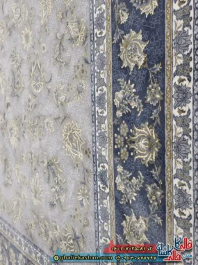 فرش 700 شانه طرح افشان فرنوش رنگ فیلی ترمه ای کاشان نزدیک