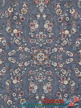 فرش 700 شانه طرح افشان محیا رنگ طوسی دودی کاشان زمینه