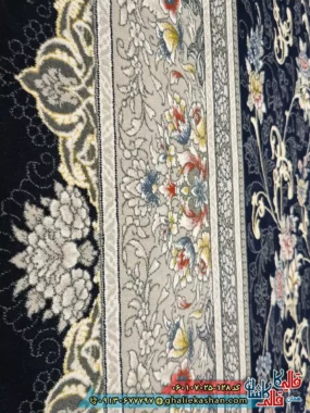 فرش 700 شانه طرح افشان نگارین رنگ سرمه ای کاشان نزدیک