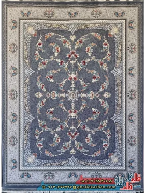 فرش ‌700 ‌شانه ‌طرح ‌افشان ‌نیروانا ‌رنگ ‌طوسی ‌دودی ‌کاشان ‌