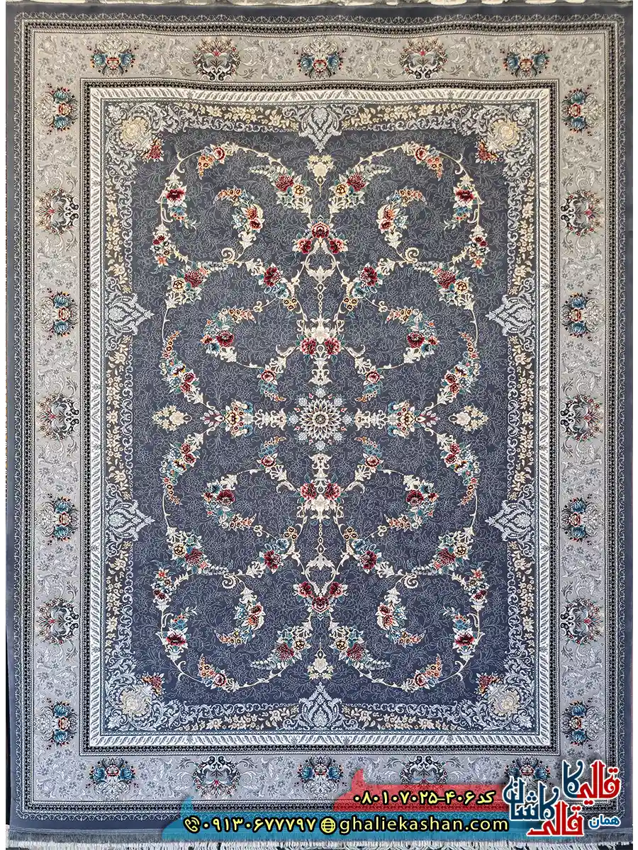 فرش 700 شانه طرح افشان نیروانا رنگ طوسی دودی کاشان اصلی فرش 700 شانه طرح افشان نیروانا رنگ طوسی دودی کاشان اصلی