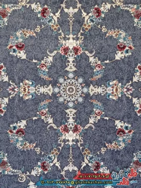 فرش 700 شانه طرح افشان نیروانا رنگ طوسی دودی کاشان زمینه