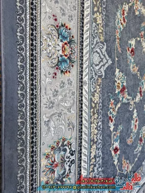 فرش 700 شانه طرح افشان نیروانا رنگ طوسی دودی کاشان نزدیک