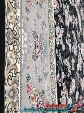 فرش 700 شانه طرح افشان پروانه رنگ سرمه ای کاشان نزدیک