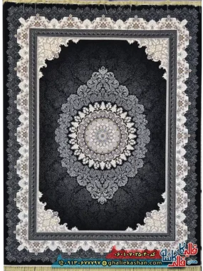 فرش 700 شانه طرح دلاریس رنگ سرمه ای کاشان اصلی